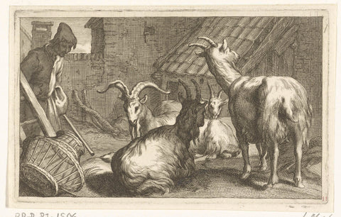 Goats in a Farmyard, Frederick Bloemaert, after 1635 - 1670 Canvas Print