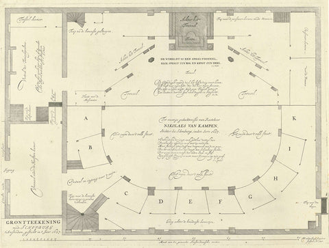 Floor plan for the renovation of the Schouwburg in Amsterdam, 1658, Willem van der Laegh, 1658 Canvas Print