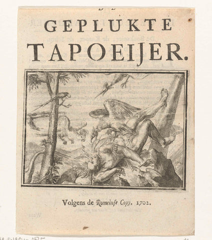 Title page for the pamphlet: De Geplukte Tapoeijer, 1702, Romeyn de Hooghe, 1702 Canvas Print