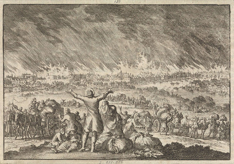 Large fire of London, 1666, Jan Luyken, 1698 Canvas Print