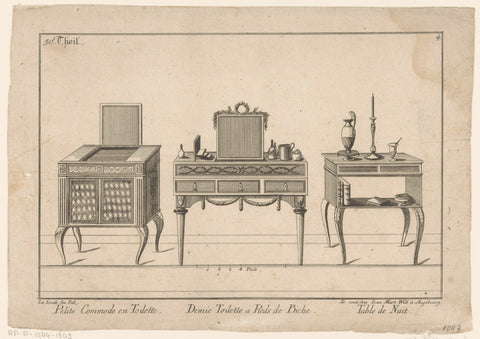 Commode, toilettafel en nachtkast, anonymous, in or after 1784 - 1806 Canvas Print