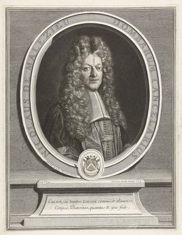 Portrait of Nicolas de Malezieu, Gerard Edelinck, 1666 - 1707 Canvas Print