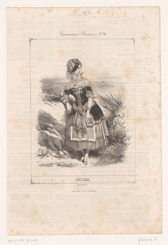 Woman in Greek costume, Eugène Guérard, 1844 Canvas Print