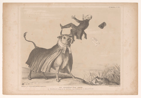 Cartoon with the Bishop of Exeter taken by a bull on the horns, John Doyle, 1845 Canvas Print