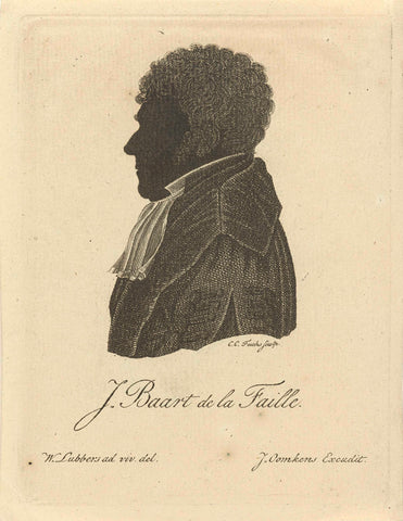 Silhouette portrait of Jacob Baart de la Faille, Carl Cristiaan Fuchs, 1822 Canvas Print