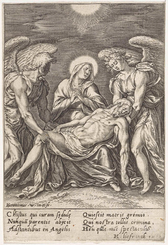 Pietà, Hieronymus Wierix, 1563 - before 1573 Canvas Print