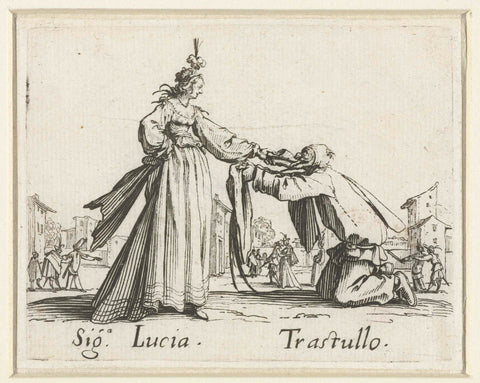 Two street artists like Signora Lucia and Trastullo, Jacques Callot, 1621 - 1622 Canvas Print