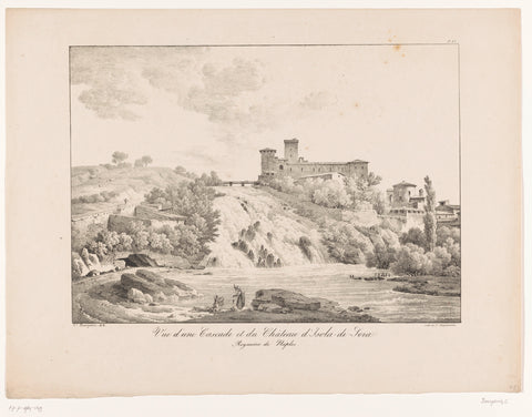 View of the waterfall and the castle of Sora, Constant Bourgeois, 1818 Canvas Print