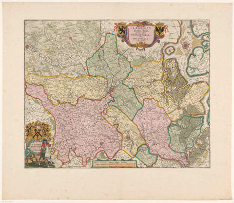 Map of Eigenlijk en Rijks-Vlaanderen, anonymous, 1694 - 1711 Canvas Print