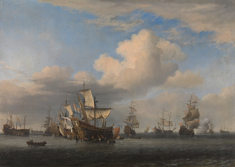 Captured English Ships after the Four Days' Battle, Willem van de Velde (II), c. 1666 Canvas Print