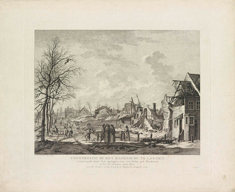 Ruins on the Steenschuur (south side) after the Leiden gunpowder disaster, 1807, Leendert Overbeek, 1807 Canvas Print