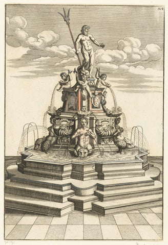 Polygonal basin on an elevation with steps, Georg Andreas Böckler, 1664 Canvas Print