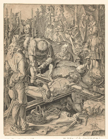 Christ is nailed to the cross, Albrecht Dürer, 1656 - 1699 Canvas Print