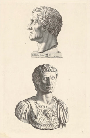 Two busts of emperor Augustus, Michel Natalis, 1640 Canvas Print