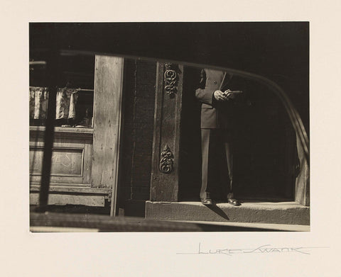 Man in a Doorway, Seen from a Car, Luke Swank, c. 1934 Canvas Print