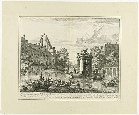 Building for the fireworks in honor of the visit of the Russian envoy to Amsterdam, August 1697, Isaac de Moucheron, 1697 - 1699 Canvas Print