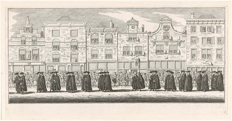 Members of the princess's legal staff in the funeral procession of Anna of Hanover in Delft, 1759, Simon Fokke, 1759 - 1761 Canvas Print