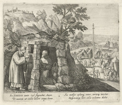 H. Simeon de Styliet as a hermit, Jan van Londerseel, 1580 - 1625 Canvas Print