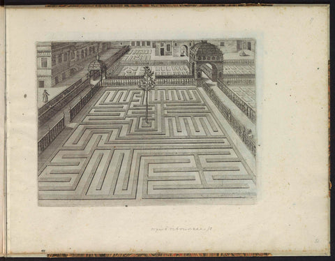 Garden with a rectangular ground floor and a tree, anonymous, 1615 Canvas Print