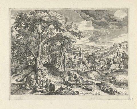 Landschap met de rust op de vlucht naar Egypte, Johann Sadeler (I), 1580 - 1600 Canvas Print