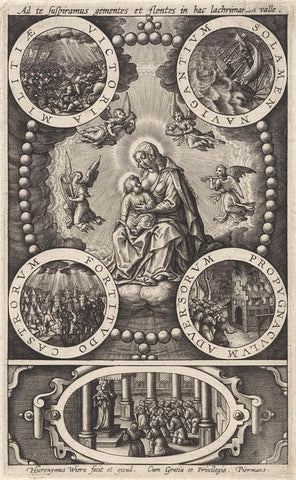 Maria zoogt het Christuskind, Hieronymus Wierix, 1611 - before 1619 Canvas Print