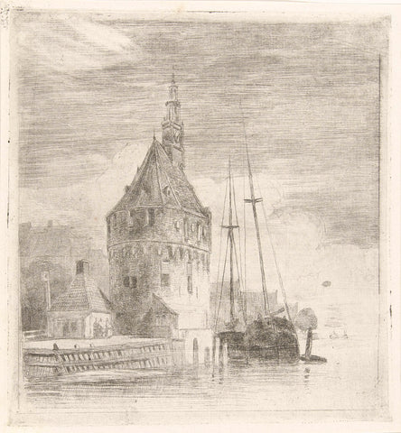 Tower on the water, Lambertus Hardenberg (1822-1900), c. 1837 - 1900 Canvas Print