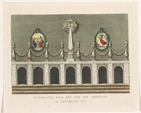 Forthcoming Unity and Indivisibility, of the Batavian Commonwealth and the Alliance, decoration at the Town Hall on dam square, 1795, A. Schol (II), 1795 Canvas Print