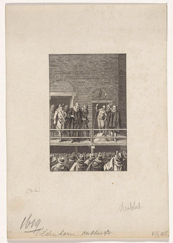 Johan van Oldenbarnevelt addresses the bystanders from the scaffold before his beheading, 13 May 1619, Reinier Vinkeles (I), 1783 - 1795 Canvas Print