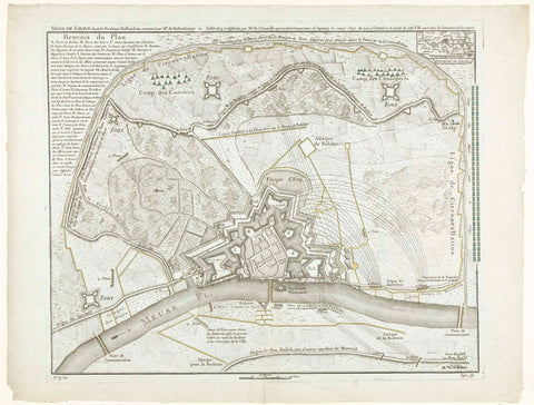 Map of the Siege of Grave by William III, 1674, anonymous, 1780 - 1782 Canvas Print