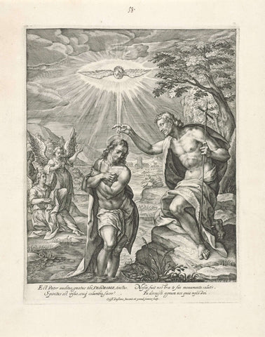 Baptism of Christ, Crispijn van de Passe (II), 1604 - 1670 Canvas Print