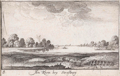 View of the Rhine at Strasbourg, Wenceslaus Hollar, 1635 Canvas Print