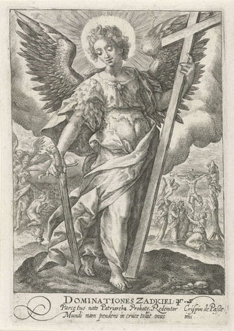 Archangel Zadkiël, Crispijn van de Passe (I), 1574 - 1637 Canvas Print