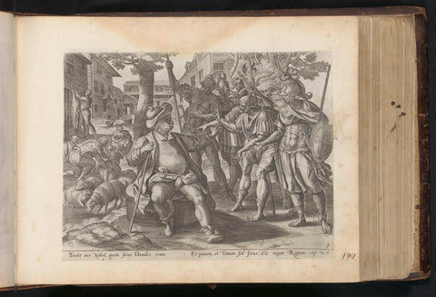 David's men ask Nabal for food, anonymous, Maerten de Vos, 1646 Canvas Print