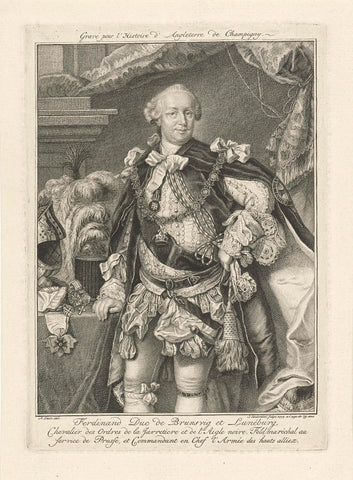 Portrait of Ferdinand, Duke of Brunswick-Lüneburg, Jacob Houbraken, 1777 Canvas Print