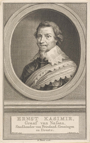 Portret van Ernst Casimir, graaf van Nassau-Dietz, Jacob Houbraken, 1749 - 1759 Canvas Print