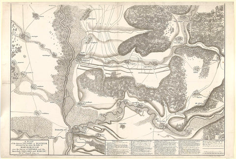 Map of the Battle of Höchstädt (bottom half), 1704, Jan van Vianen, 1704 Canvas Print