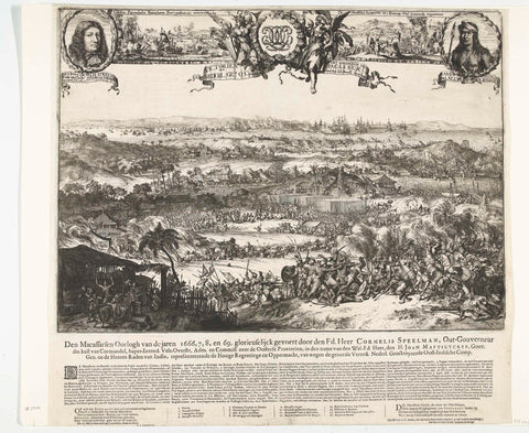 Victories of Cornelis Speelman over the kingdom of Makassar, 1666-1669, Romeyn de Hooghe, 1670 Canvas Print