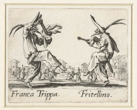 Two street artists like Franca Trippa and Fritellino, Jacques Callot, 1621 - 1622 Canvas Print