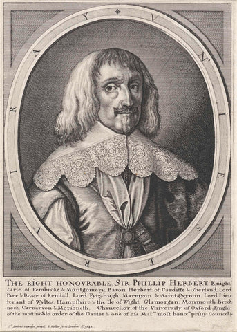 Portrait of Philip Herbert, Earl of Pembroke and Montgomery, Wenceslaus Hollar, 1642 Canvas Print