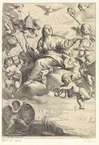 Allegory with the Holy Spirit, Cornelis Bloemaert (II), 1633 - 1692 Canvas Print