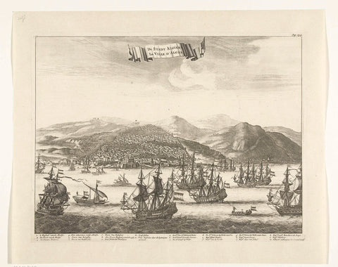 The Dutch fleet under Michiel de Ruyter for the city of Algiers, 1662, Bastiaen Stopendael, 1685 - 1687 Canvas Print