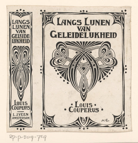 Binding design for: Louis Couperus, Langs lijnen van geleidelijkheid, 1900, anonymous, Johann Georg van Caspel, in or after 1900 Canvas Print