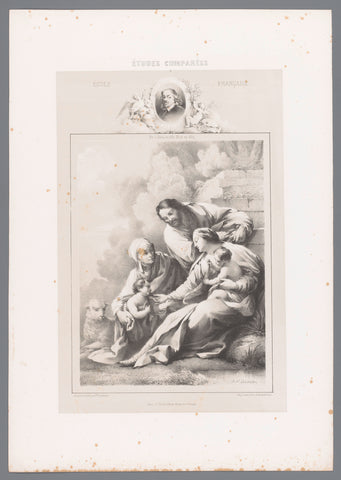 Studies on painting by Simon Vouet, Charles Nicolas Lemercier, 1850 Canvas Print