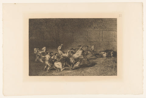 Picador lances a bull, Francisco de Goya, 1876 Canvas Print