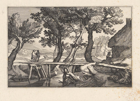 Farms and bridges over a ditch, Claes Jansz. Visscher (II), 1620 Canvas Print