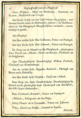 The description of the funeral of Frederik Hendrik, p. 38, Pieter Jansz. Station, 1651 Canvas Print