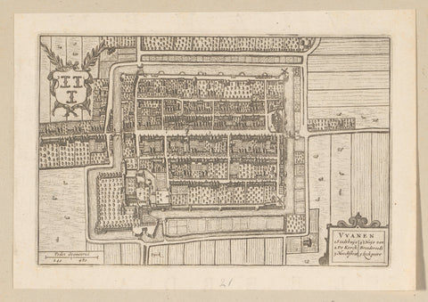 Map of Vianen, anonymous, 1652 Canvas Print