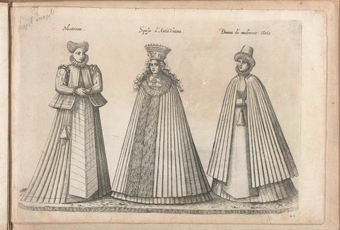 Three women of different positions, dressed according to German fashion of c. 1580, Bartolomeo Grassi, in or before 1585 Canvas Print