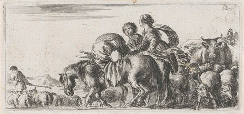 Jacob and Rachel on their way to Canaan, Stefano della Bella, 1620 - 1664 Canvas Print