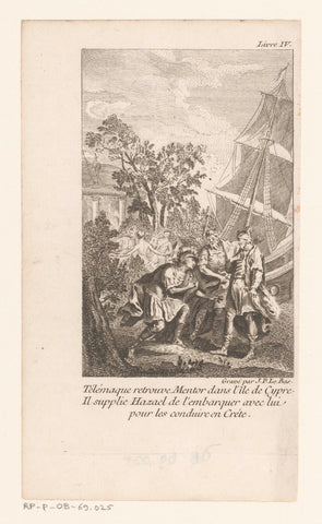 Telemachus finds Mentor in Cyprus, Jacques-Philippe Le Bas, 1755 Canvas Print